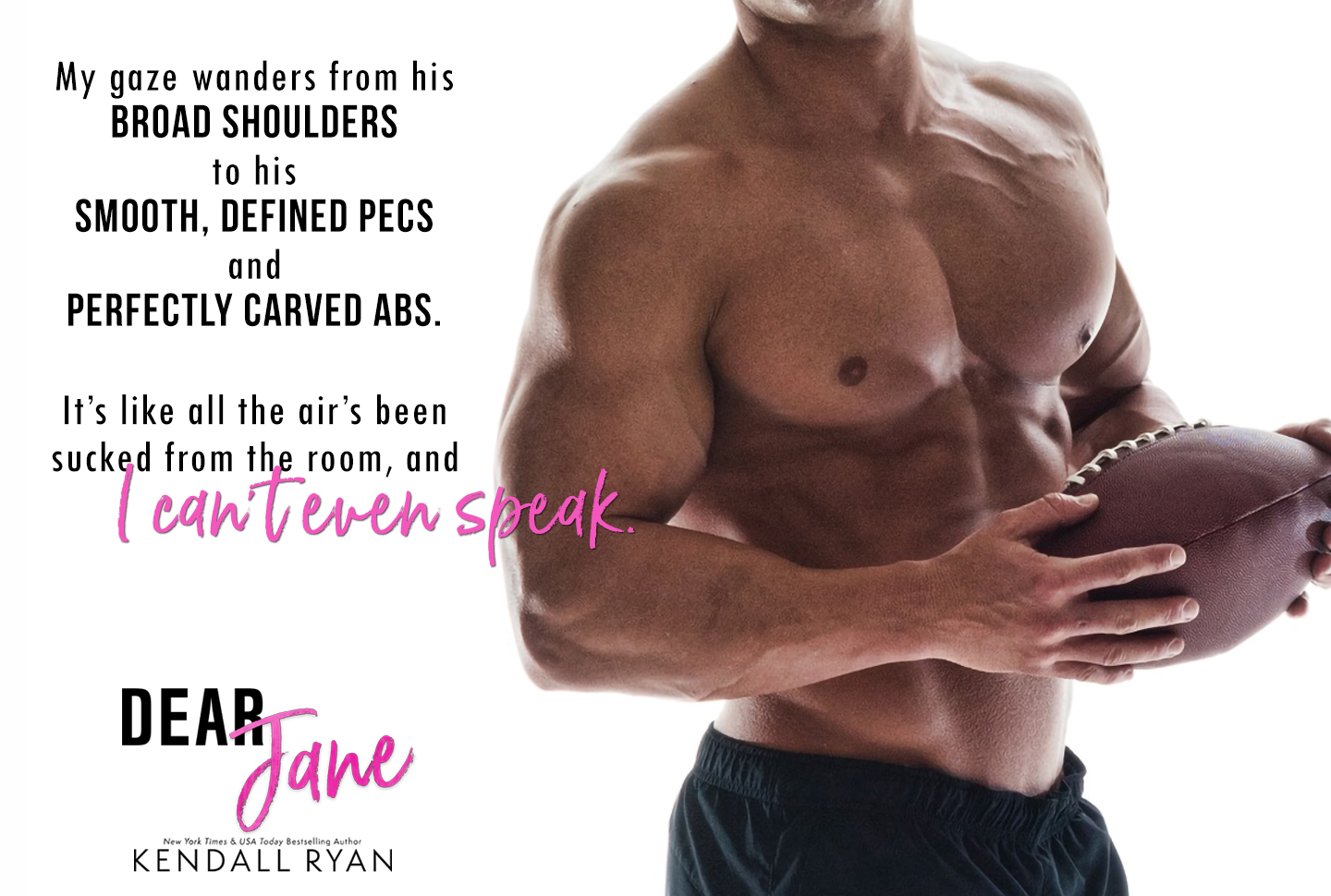 Handsome muscle guy holding American football